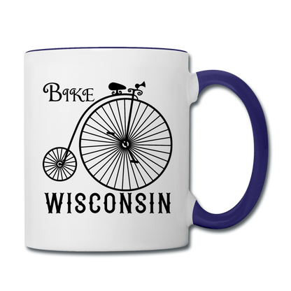 Bike Wisconsin - Vintage - Black - Contrast Coffee Mug - white/cobalt blue