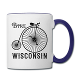 Bike Wisconsin - Vintage - Black - Contrast Coffee Mug - white/cobalt blue