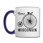 Bike Wisconsin - Vintage - Black - Contrast Coffee Mug - white/cobalt blue