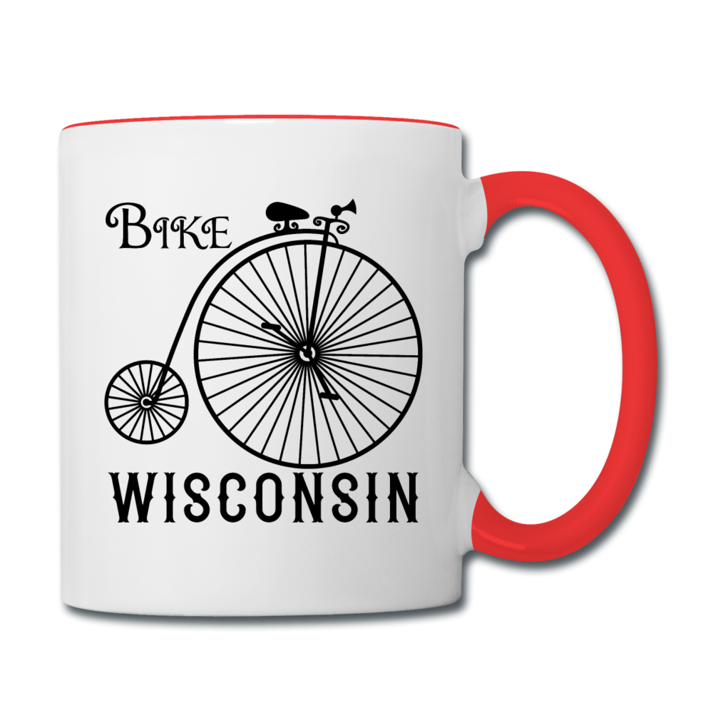 Bike Wisconsin - Vintage - Black - Contrast Coffee Mug - white/red