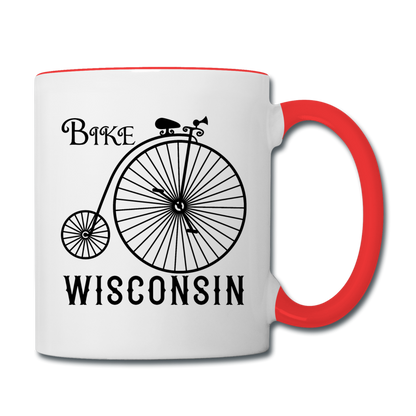 Bike Wisconsin - Vintage - Black - Contrast Coffee Mug - white/red