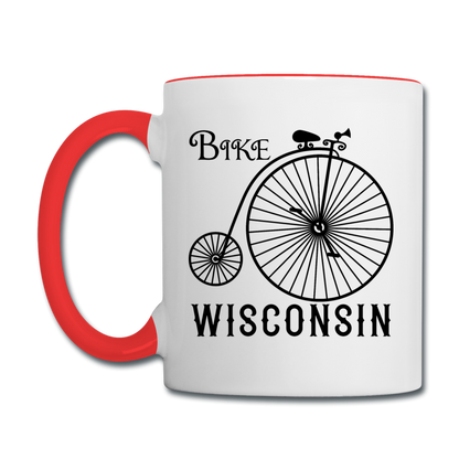 Bike Wisconsin - Vintage - Black - Contrast Coffee Mug - white/red