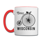 Bike Wisconsin - Vintage - Black - Contrast Coffee Mug - white/red