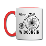 Bike Wisconsin - Vintage - Black - Contrast Coffee Mug - white/red