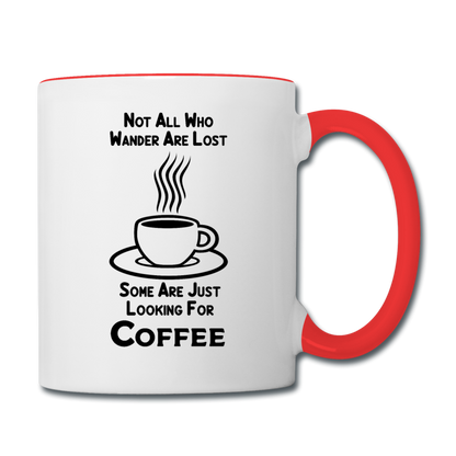 Not All Who Wander Are Lost - Coffee - Black - Contrast Coffee Mug - white/red