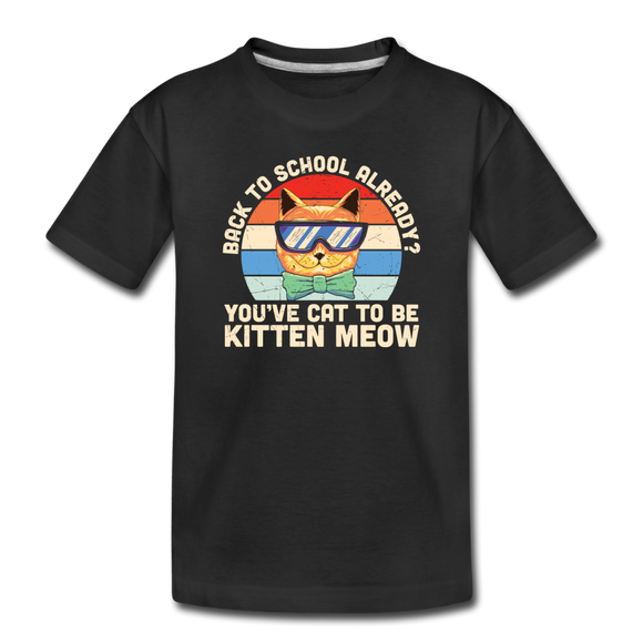 Back To School - Cat - Kids' Premium T-Shirt - black