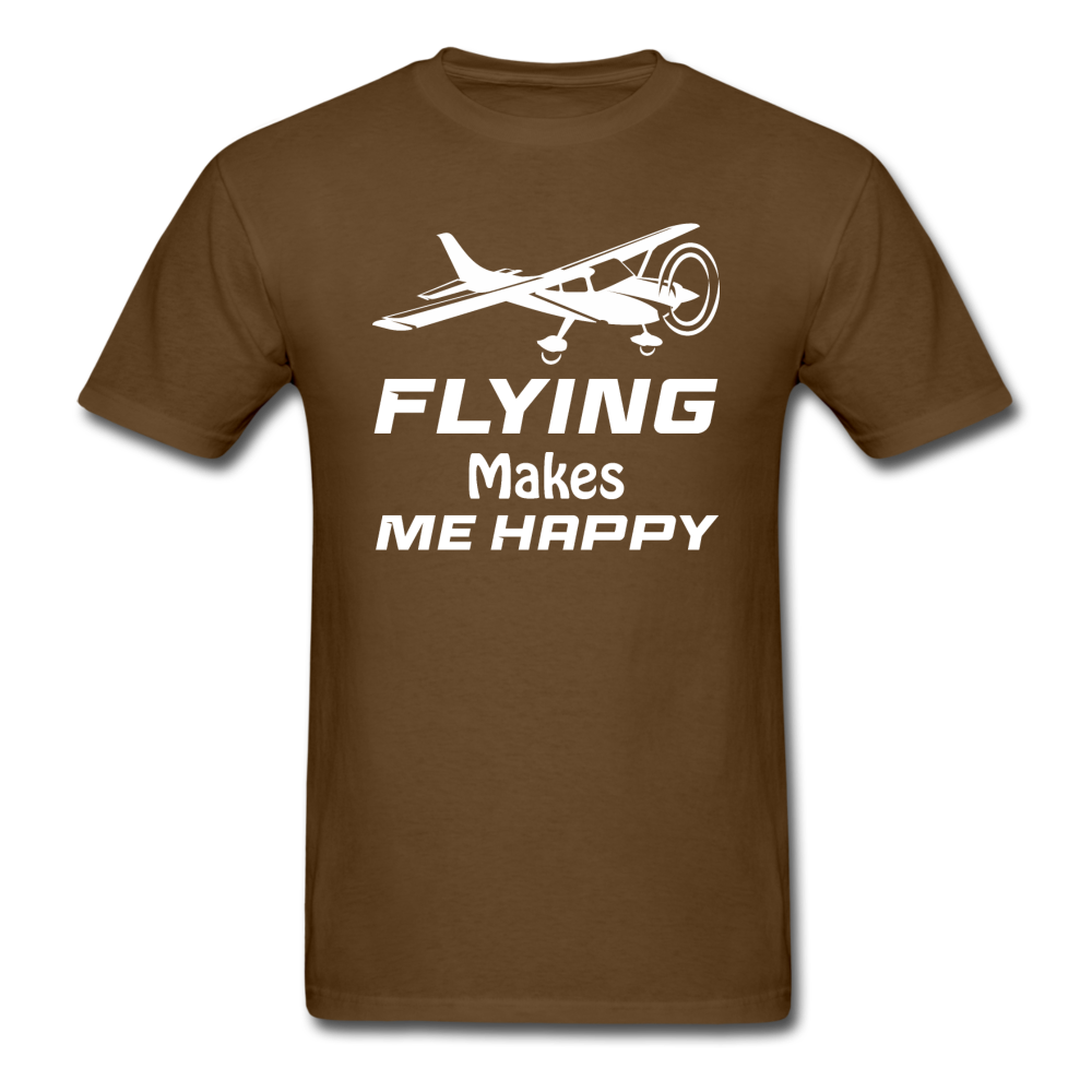 Flying Makes Me Happy - White - Unisex Classic T-Shirt - brown