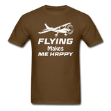 Flying Makes Me Happy - White - Unisex Classic T-Shirt - brown