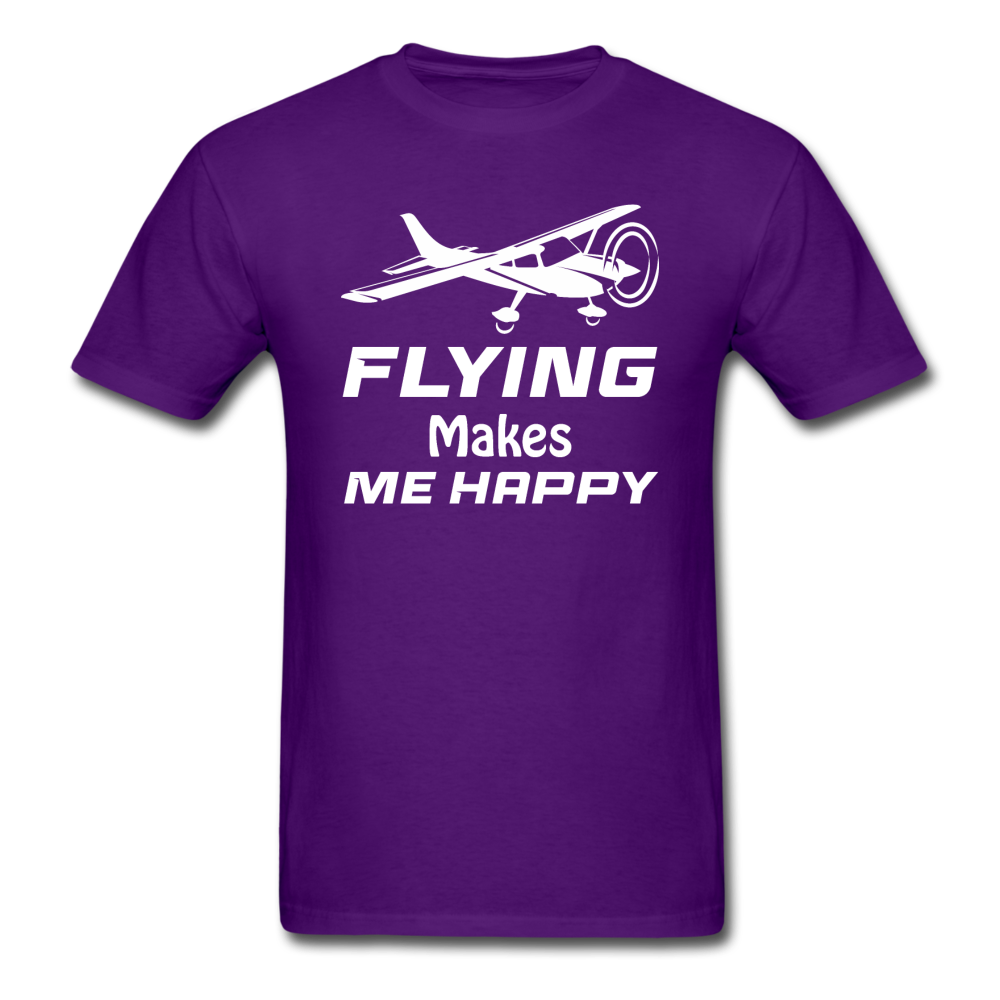 Flying Makes Me Happy - White - Unisex Classic T-Shirt - purple