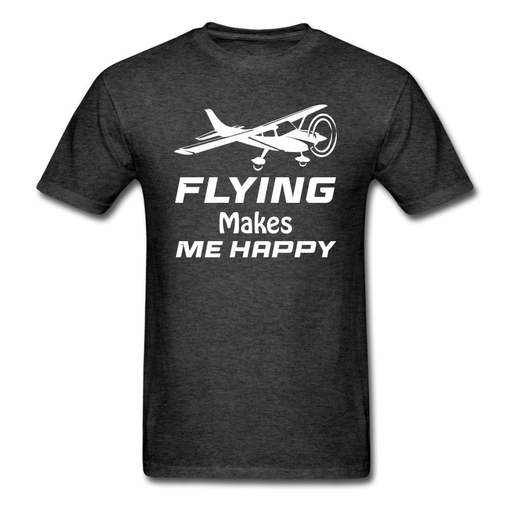 Flying Makes Me Happy - White - Unisex Classic T-Shirt - heather black