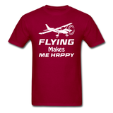 Flying Makes Me Happy - White - Unisex Classic T-Shirt - dark red