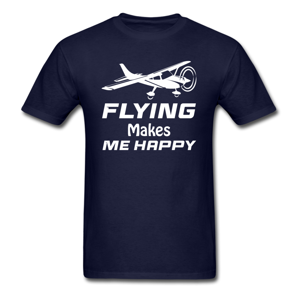 Flying Makes Me Happy - White - Unisex Classic T-Shirt - navy