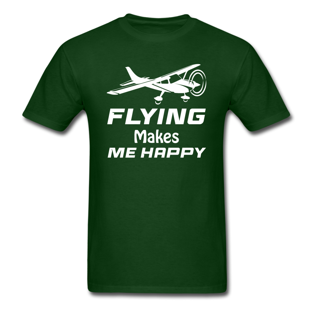 Flying Makes Me Happy - White - Unisex Classic T-Shirt - forest green