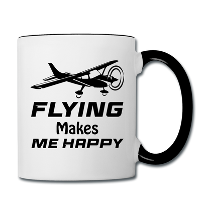 Flying Makes Me Happy - Black - Contrast Coffee Mug - white/black