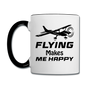 Flying Makes Me Happy - Black - Contrast Coffee Mug - white/black