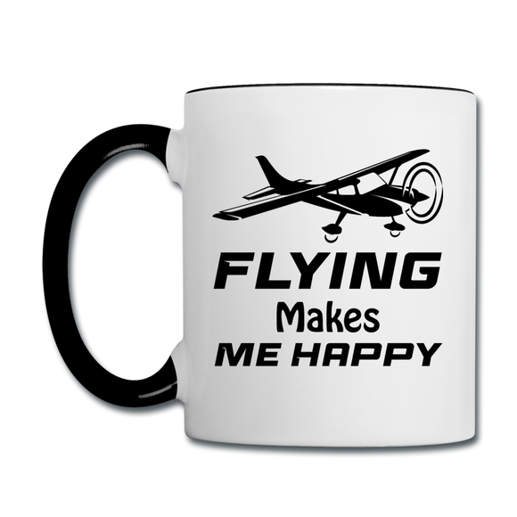 Flying Makes Me Happy - Black - Contrast Coffee Mug - white/black