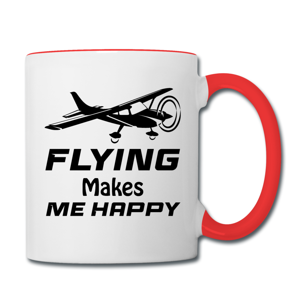 Flying Makes Me Happy - Black - Contrast Coffee Mug - white/red