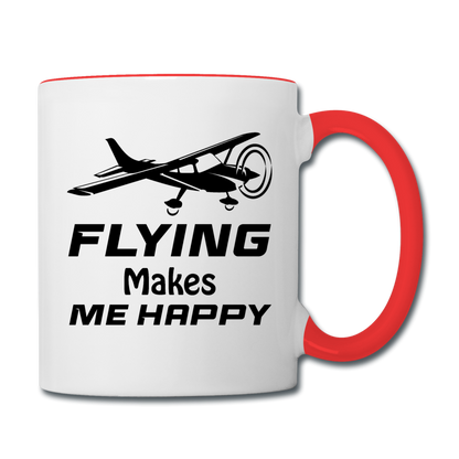 Flying Makes Me Happy - Black - Contrast Coffee Mug - white/red