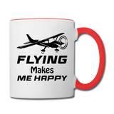 Flying Makes Me Happy - Black - Contrast Coffee Mug - white/red