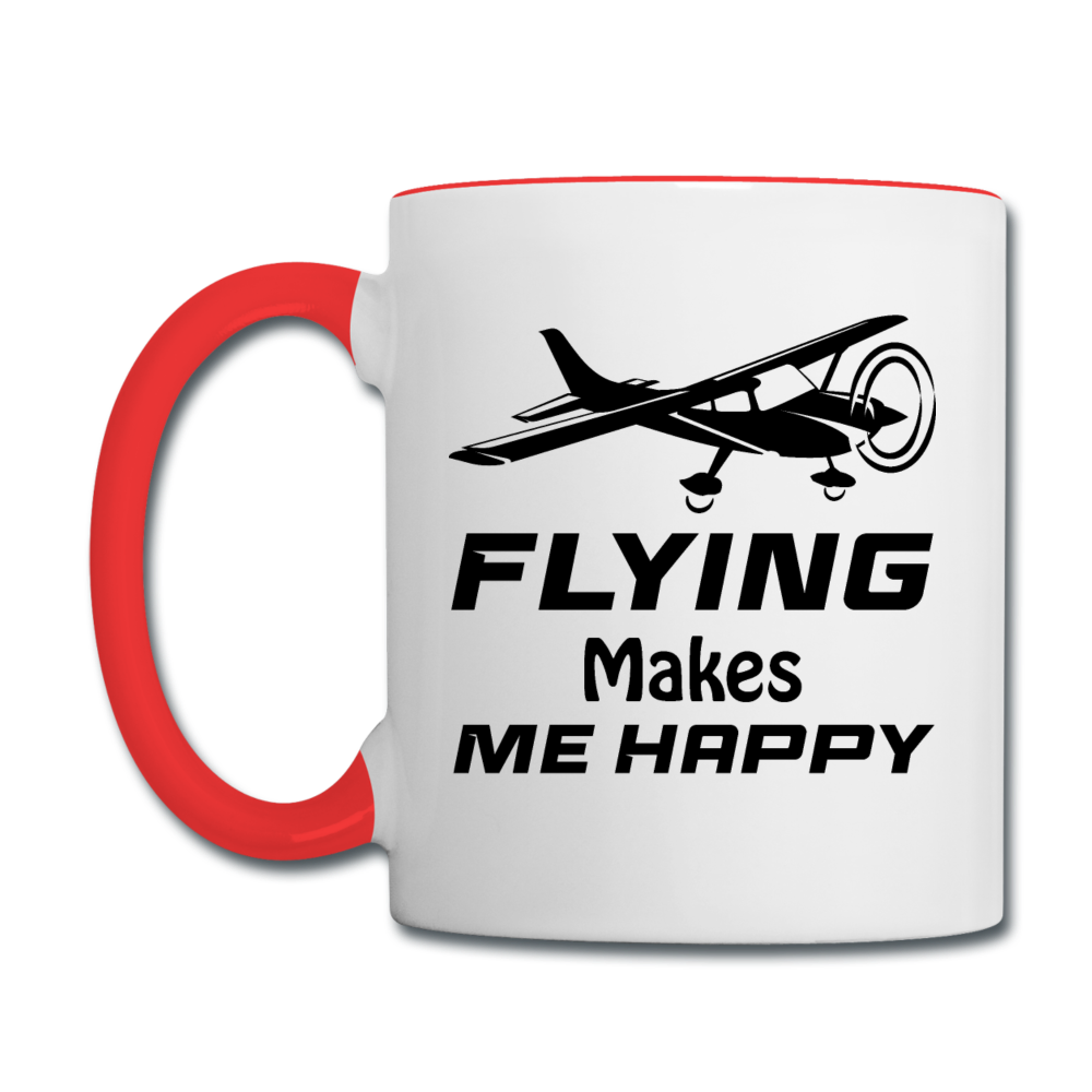 Flying Makes Me Happy - Black - Contrast Coffee Mug - white/red