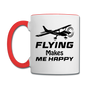 Flying Makes Me Happy - Black - Contrast Coffee Mug - white/red