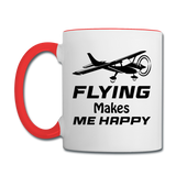 Flying Makes Me Happy - Black - Contrast Coffee Mug - white/red