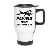 Flying Makes Me Happy - Black - Travel Mug - white