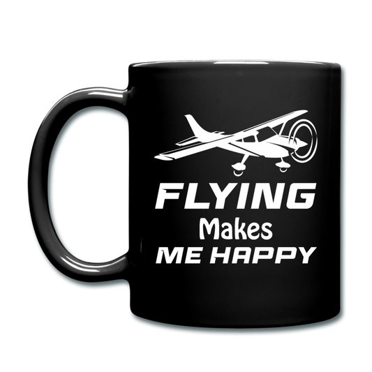 Flying Makes Me Happy - White - Full Color Mug - black