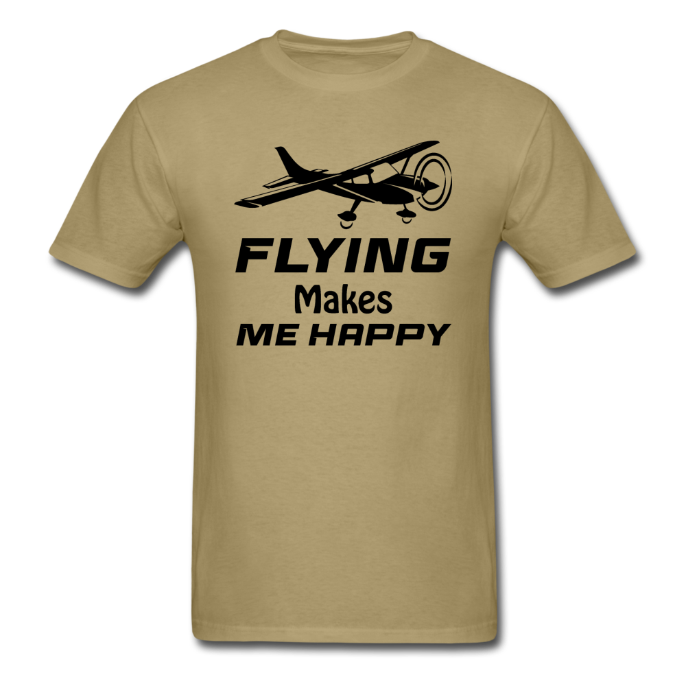 Flying Makes Me Happy - Black - Unisex Classic T-Shirt - khaki