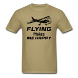 Flying Makes Me Happy - Black - Unisex Classic T-Shirt - khaki