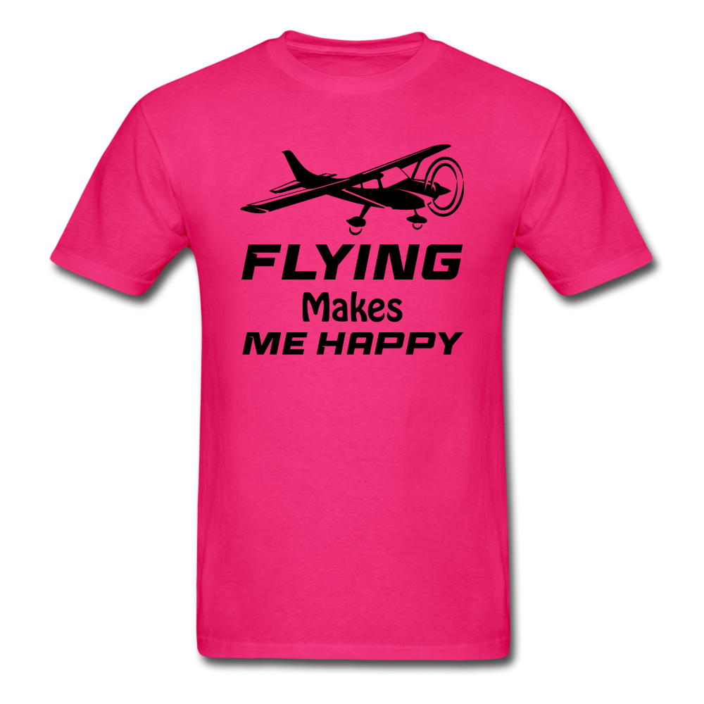 Flying Makes Me Happy - Black - Unisex Classic T-Shirt - fuchsia