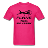 Flying Makes Me Happy - Black - Unisex Classic T-Shirt - fuchsia