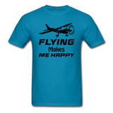 Flying Makes Me Happy - Black - Unisex Classic T-Shirt - turquoise