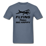 Flying Makes Me Happy - Black - Unisex Classic T-Shirt - denim