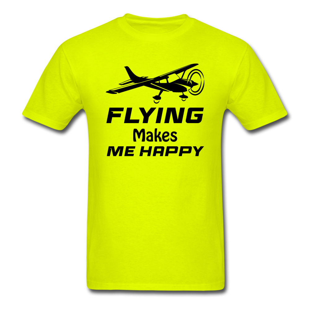 Flying Makes Me Happy - Black - Unisex Classic T-Shirt - safety green