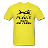Flying Makes Me Happy - Black - Unisex Classic T-Shirt - yellow