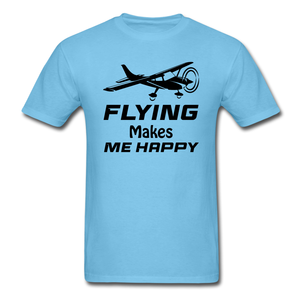 Flying Makes Me Happy - Black - Unisex Classic T-Shirt - aquatic blue