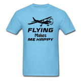 Flying Makes Me Happy - Black - Unisex Classic T-Shirt - aquatic blue