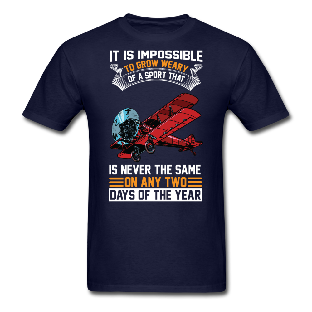 Impossible To Grow Weary - Biplane - Unisex Classic T-Shirt - navy