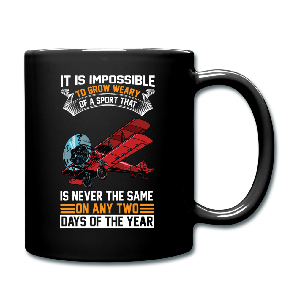 Impossible To Grow Weary - Biplane - Full Color Mug - black