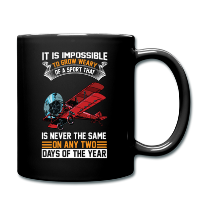 Impossible To Grow Weary - Biplane - Full Color Mug - black