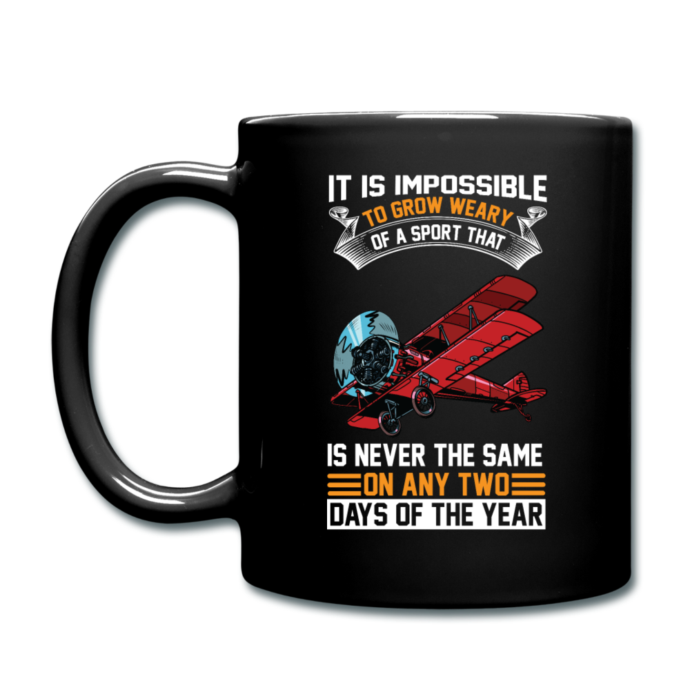 Impossible To Grow Weary - Biplane - Full Color Mug - black