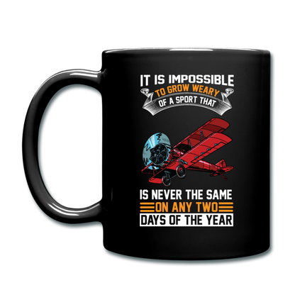 Impossible To Grow Weary - Biplane - Full Color Mug - black