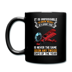 Impossible To Grow Weary - Biplane - Full Color Mug - black