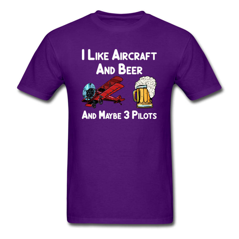 I Like Aircraft And Beer - Unisex Classic T-Shirt - purple