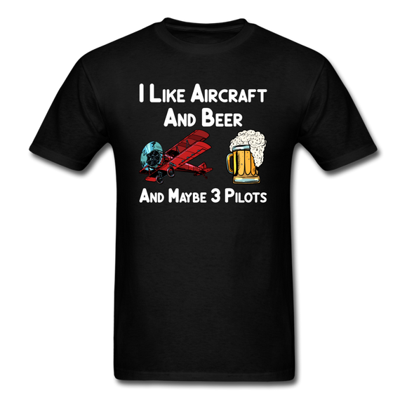 I Like Aircraft And Beer - Unisex Classic T-Shirt - black