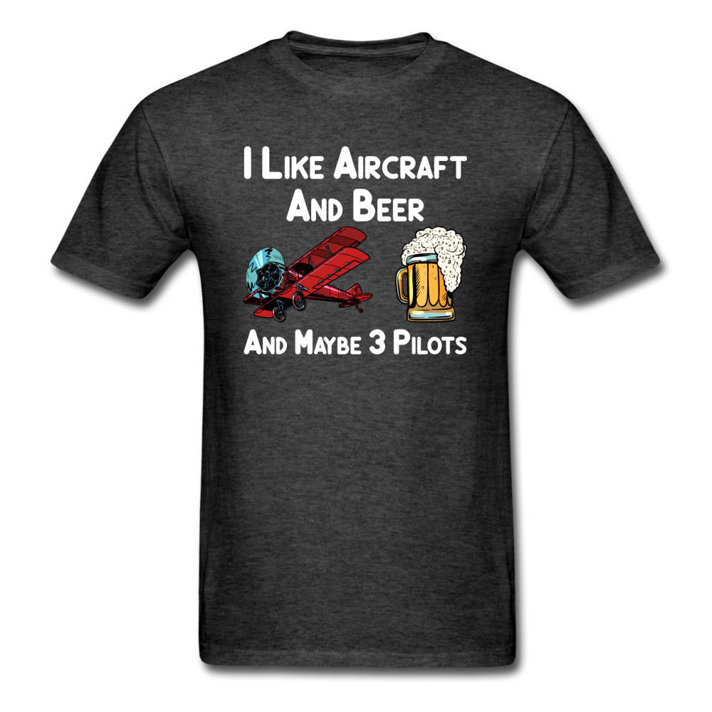 I Like Aircraft And Beer - Unisex Classic T-Shirt - heather black