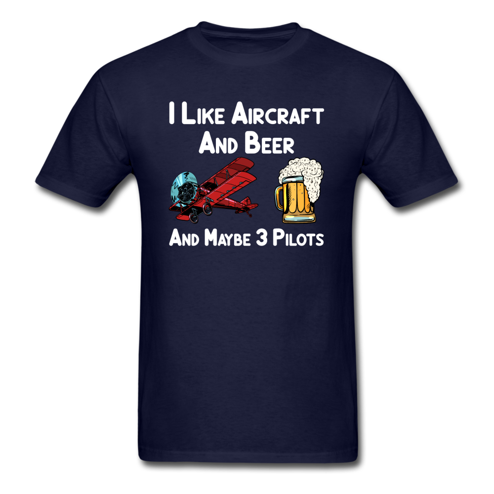 I Like Aircraft And Beer - Unisex Classic T-Shirt - navy