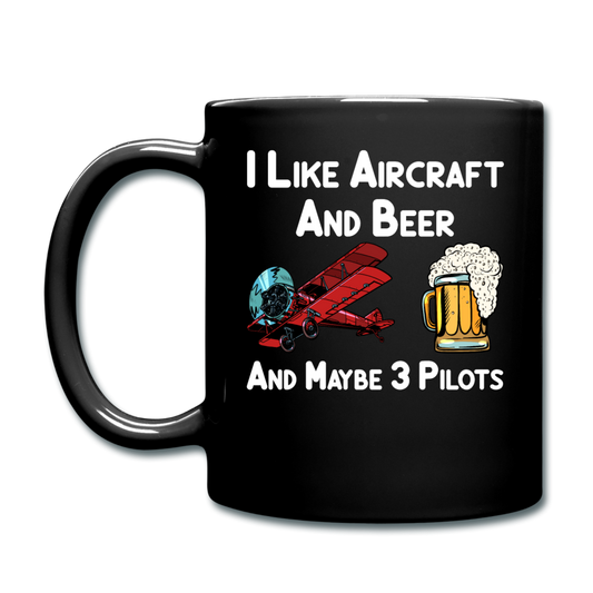 I Like Aircraft And Beer - Full Color Mug - black