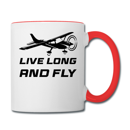 Live Long And Fly - Black - Contrast Coffee Mug - white/red